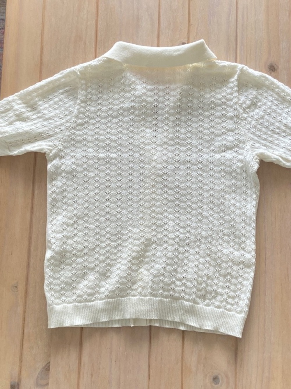 Marine Layer Piper Knit Resort Shirt Women’s Large Ivory Cream Open Knit Crochet - Picture 5 of 6